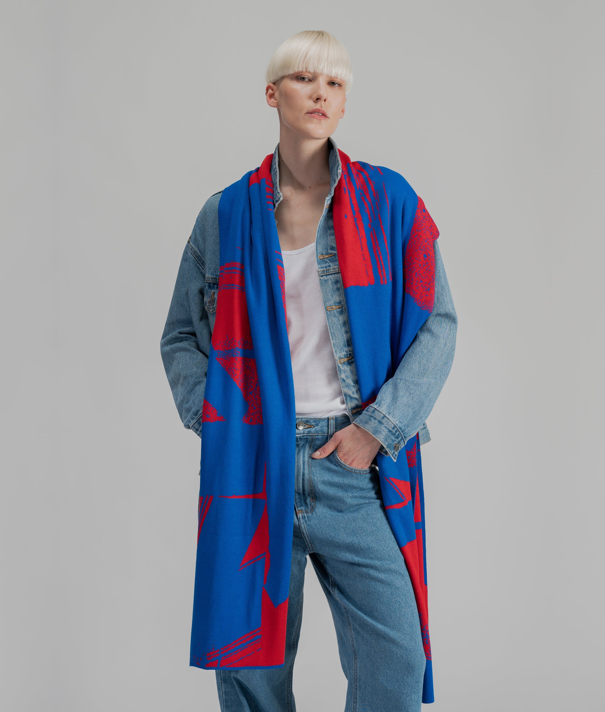 Cachecol Vermelho+Azul